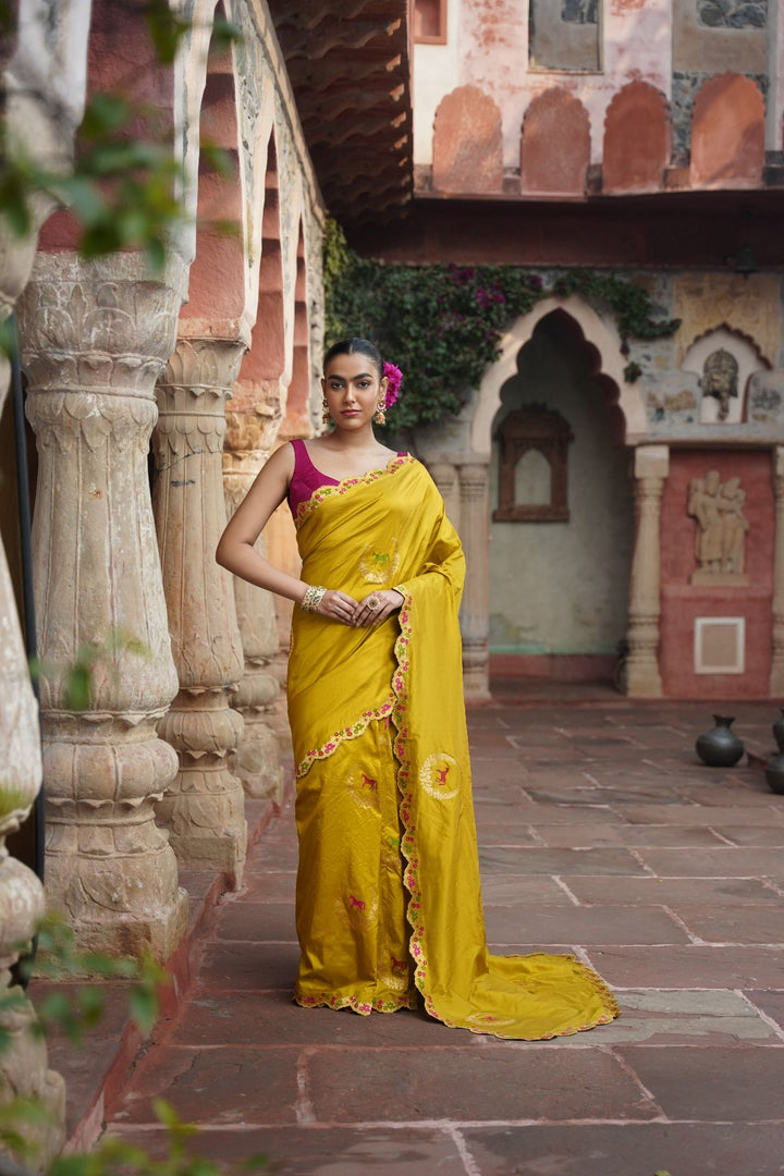 Mahira Banarasi Saree - Mustard