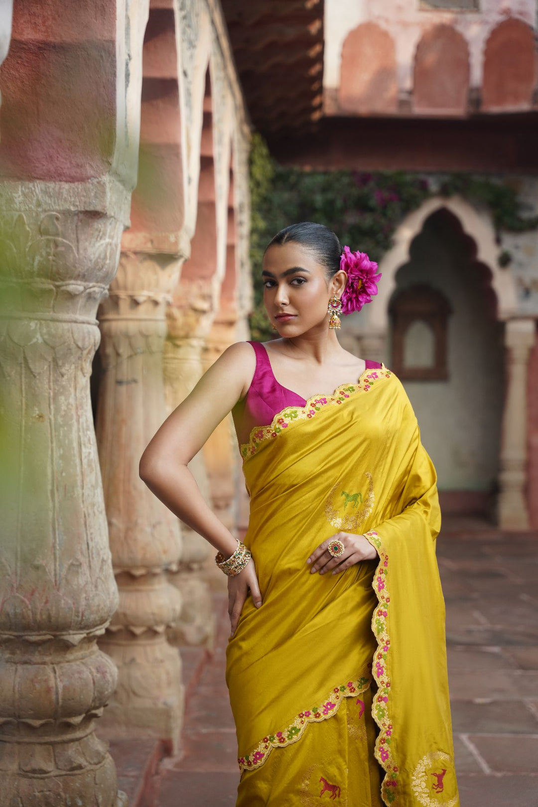 Mahira Banarasi Saree - Mustard