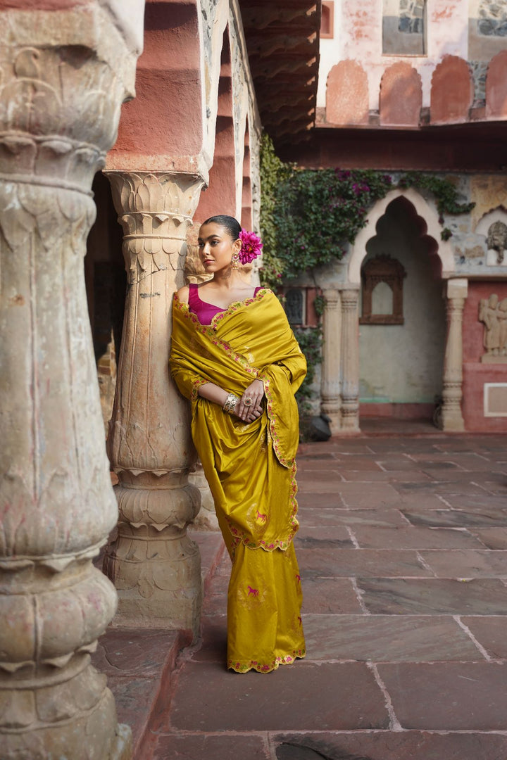 Mahira Banarasi Saree - Mustard