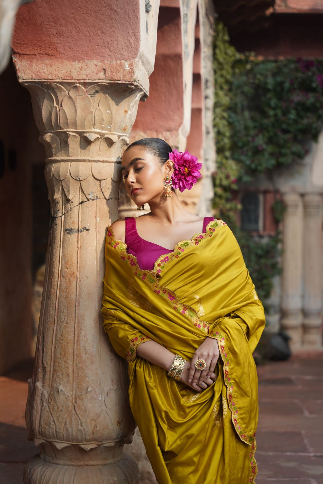 Mahira Banarasi Saree - Mustard