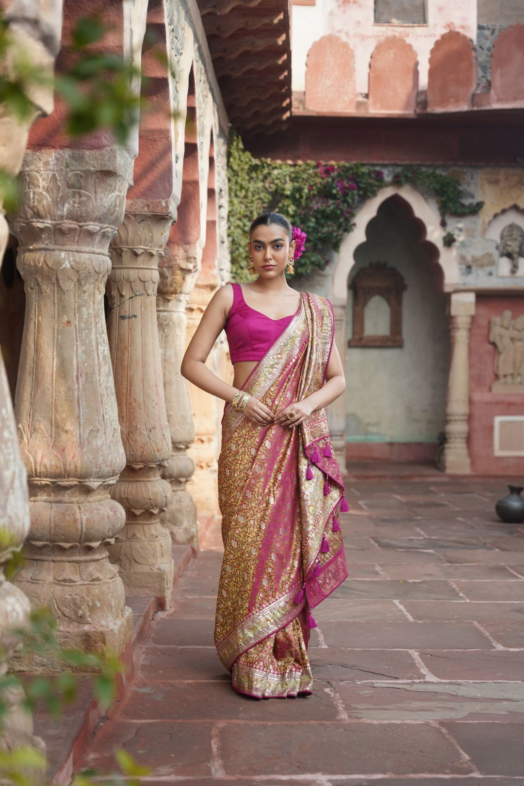 Meha Banarasi Saree - Majenta