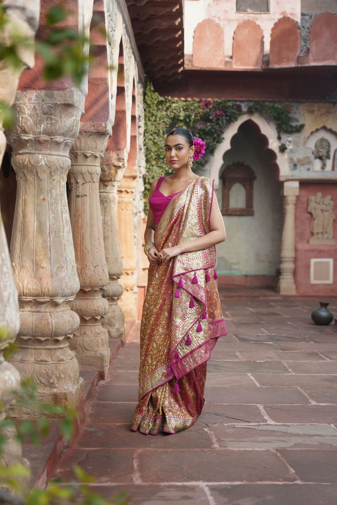 Meha Banarasi Saree - Majenta