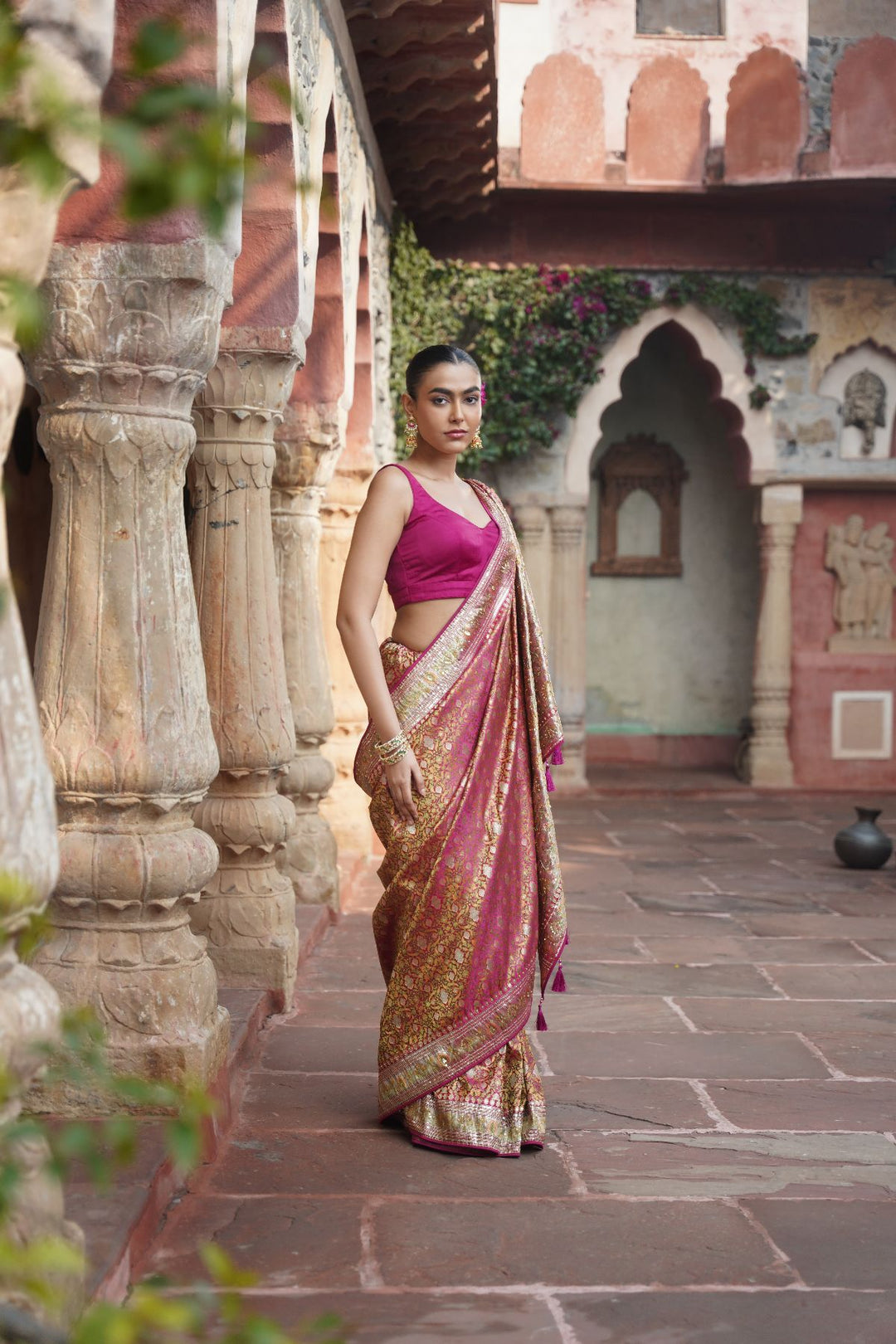 Meha Banarasi Saree - Majenta