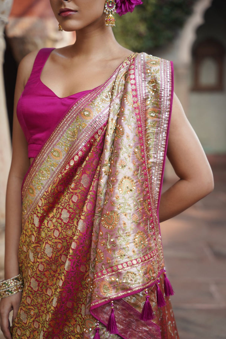 Meha Banarasi Saree - Majenta
