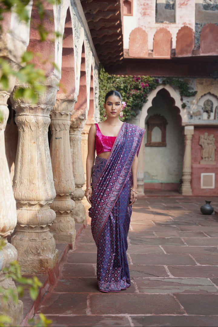 Azure Banarasi Saree - Smoky Blue