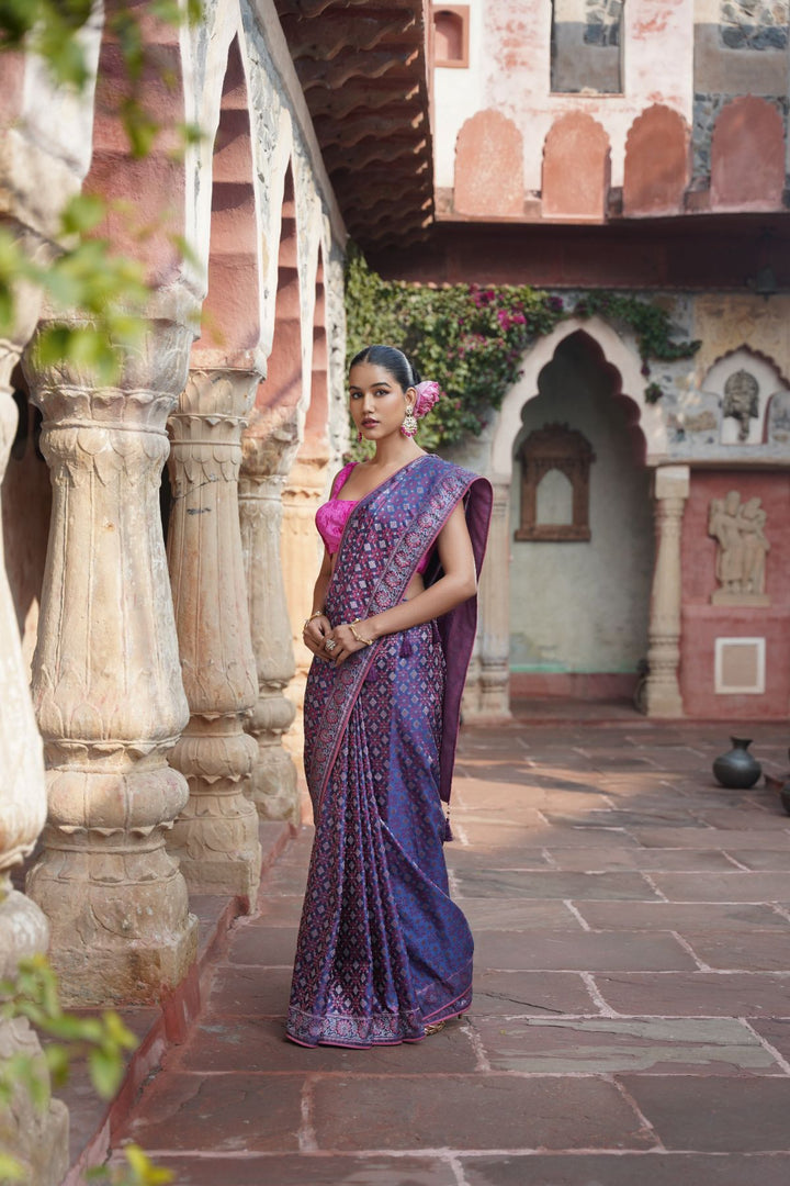 Azure Banarasi Saree - Smoky Blue