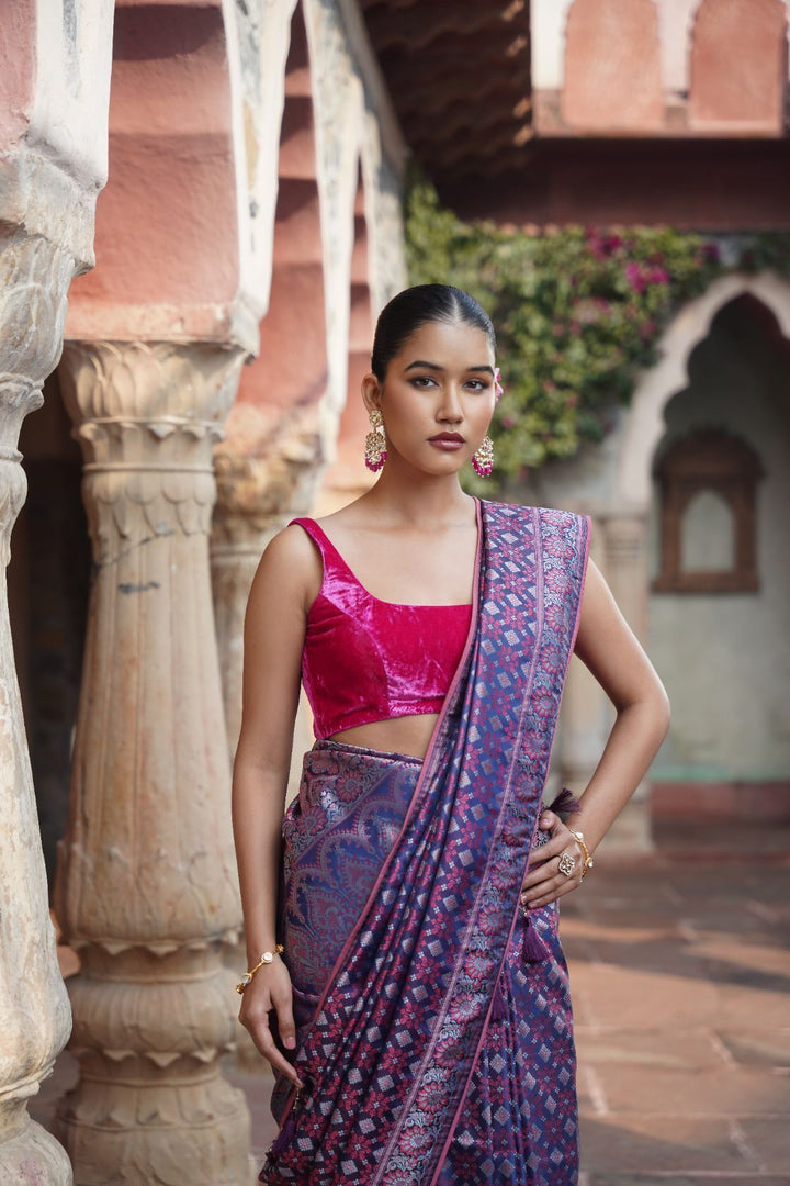 Azure Banarasi Saree - Smoky Blue