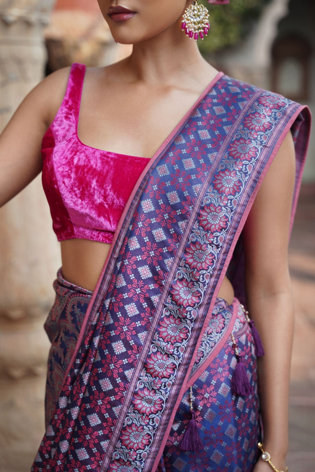 Azure Banarasi Saree - Smoky Blue