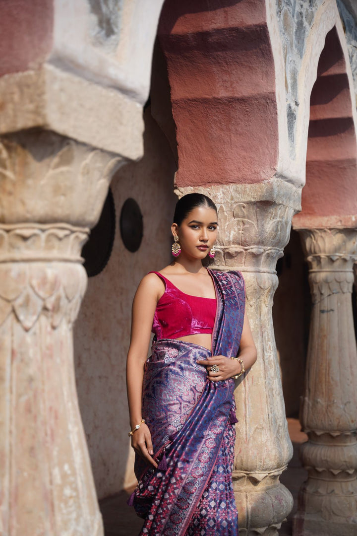Azure Banarasi Saree - Smoky Blue