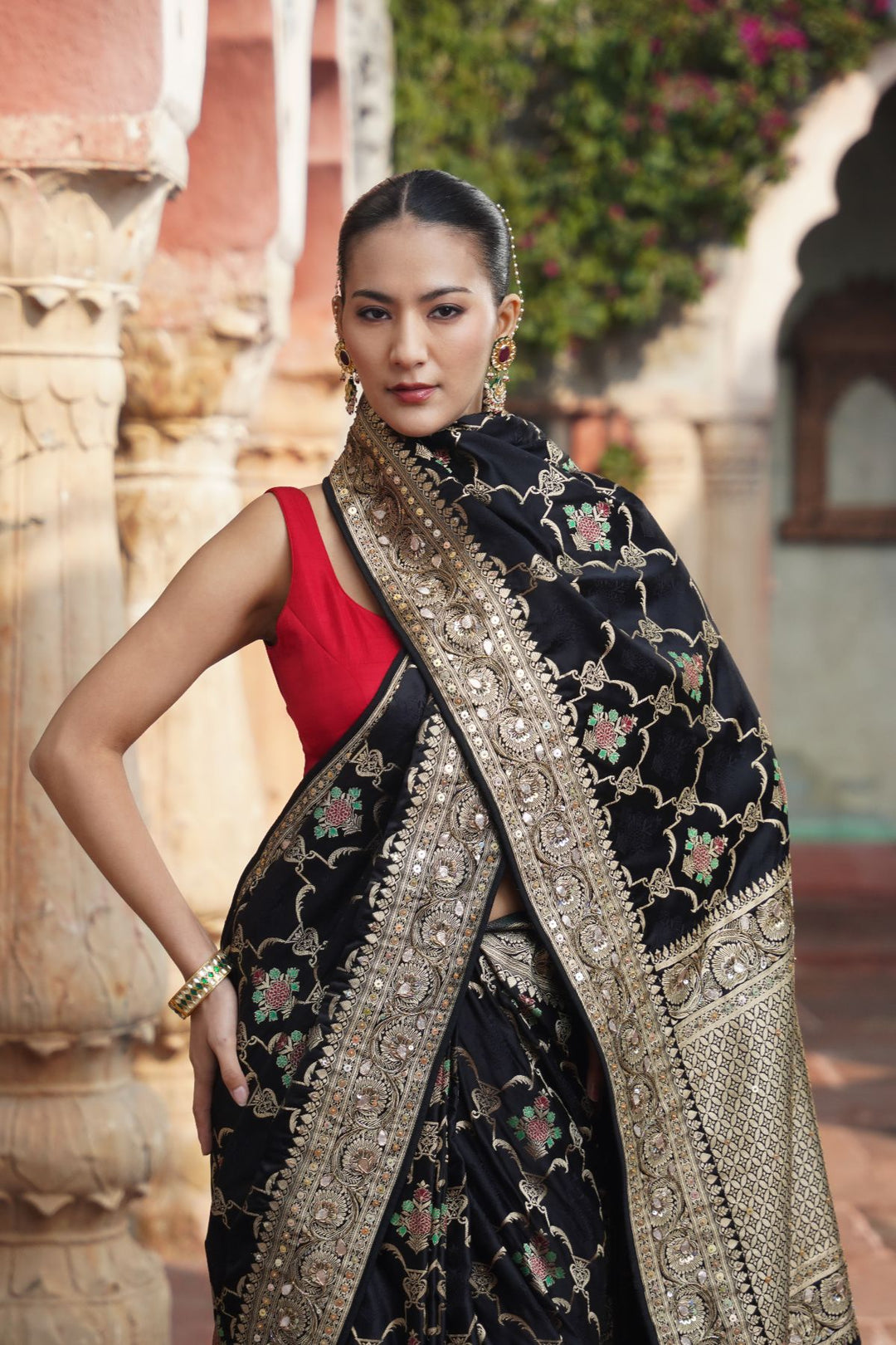 Ciara Banarasi Saree - Black