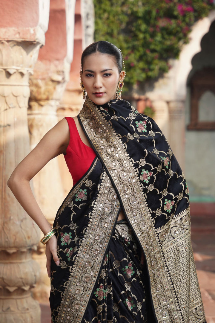 Ciara Banarasi Saree - Black
