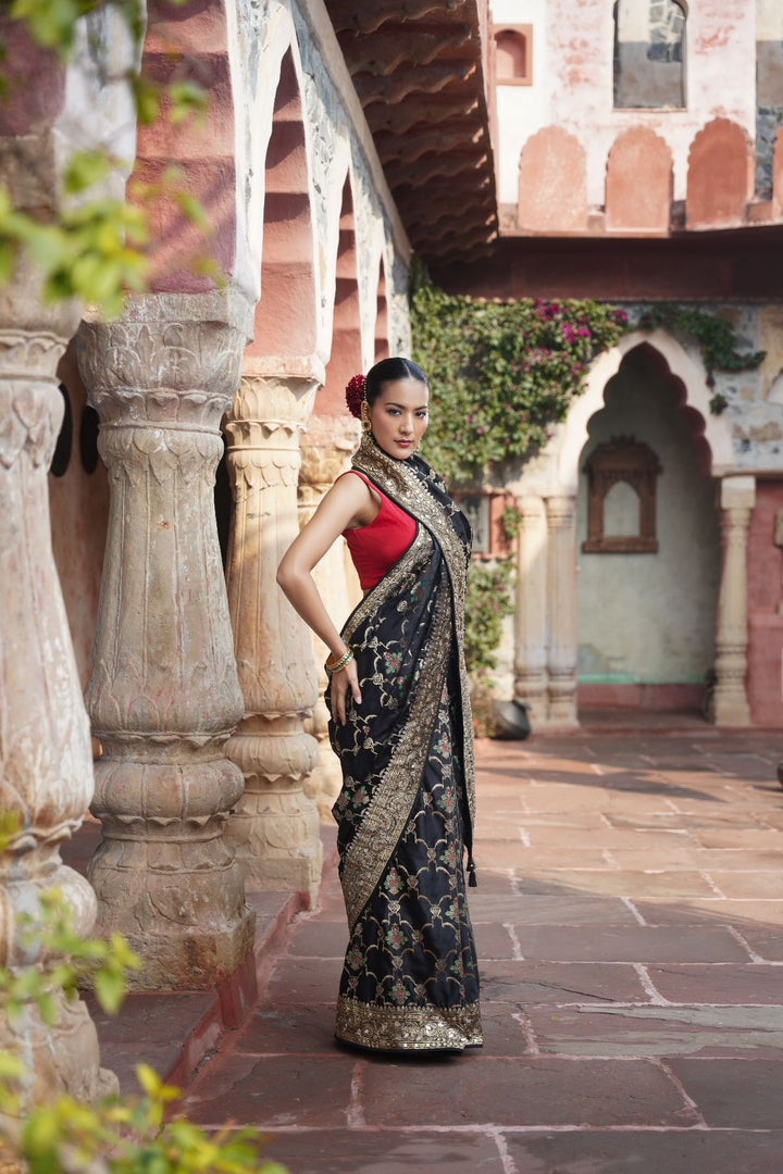 Ciara Banarasi Saree - Black