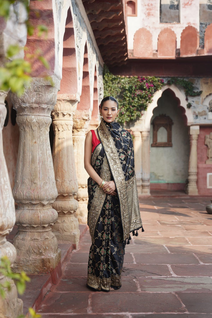 Ciara Banarasi Saree - Black