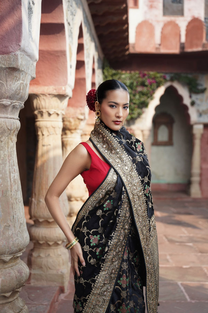 Ciara Banarasi Saree - Black