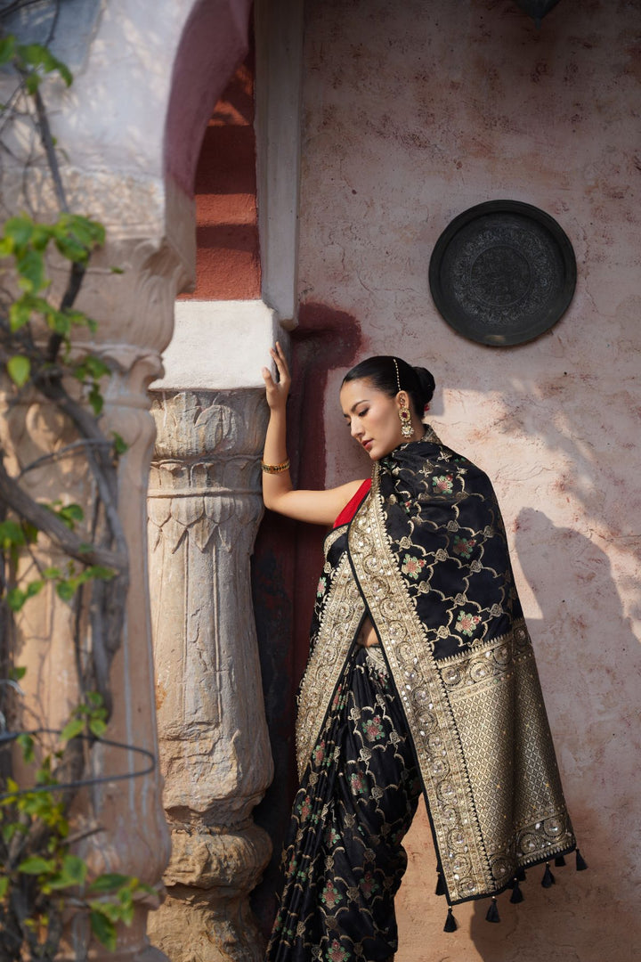 Ciara Banarasi Saree - Black