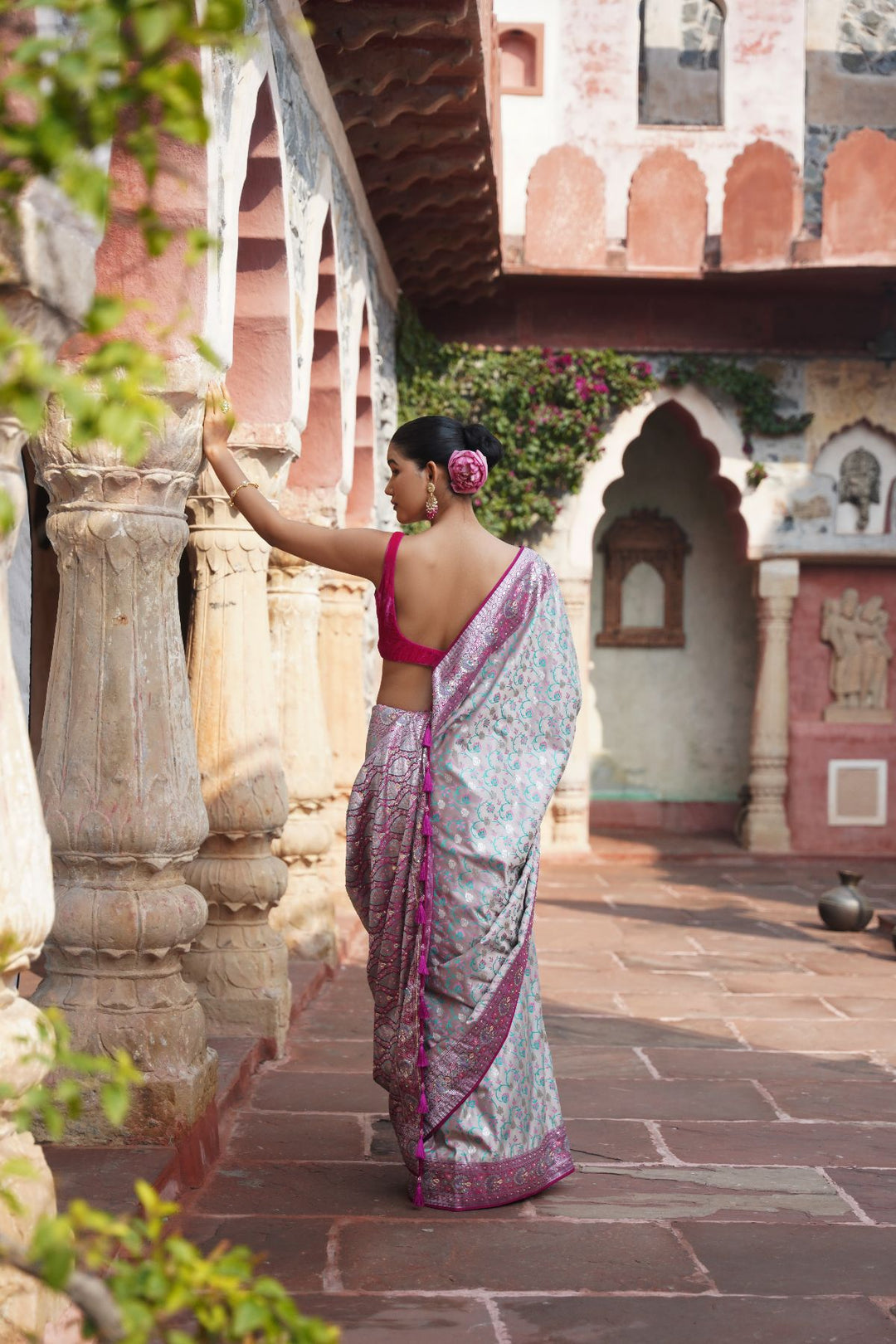 Mavi Banarasi Saree - Powder Grey