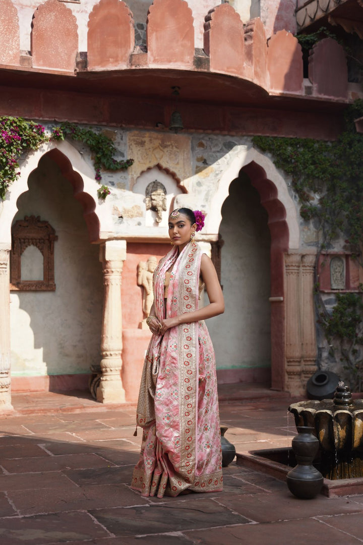 Livia Banarasi Saree - Blush