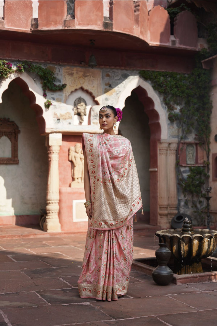 Livia Banarasi Saree - Blush