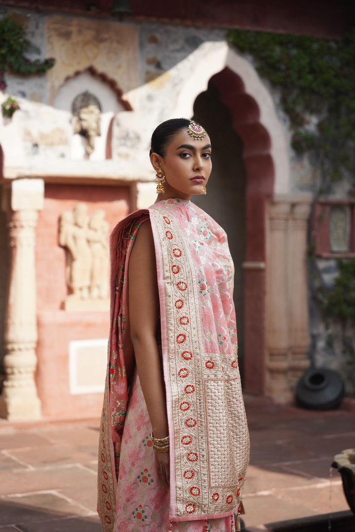 Livia Banarasi Saree - Blush