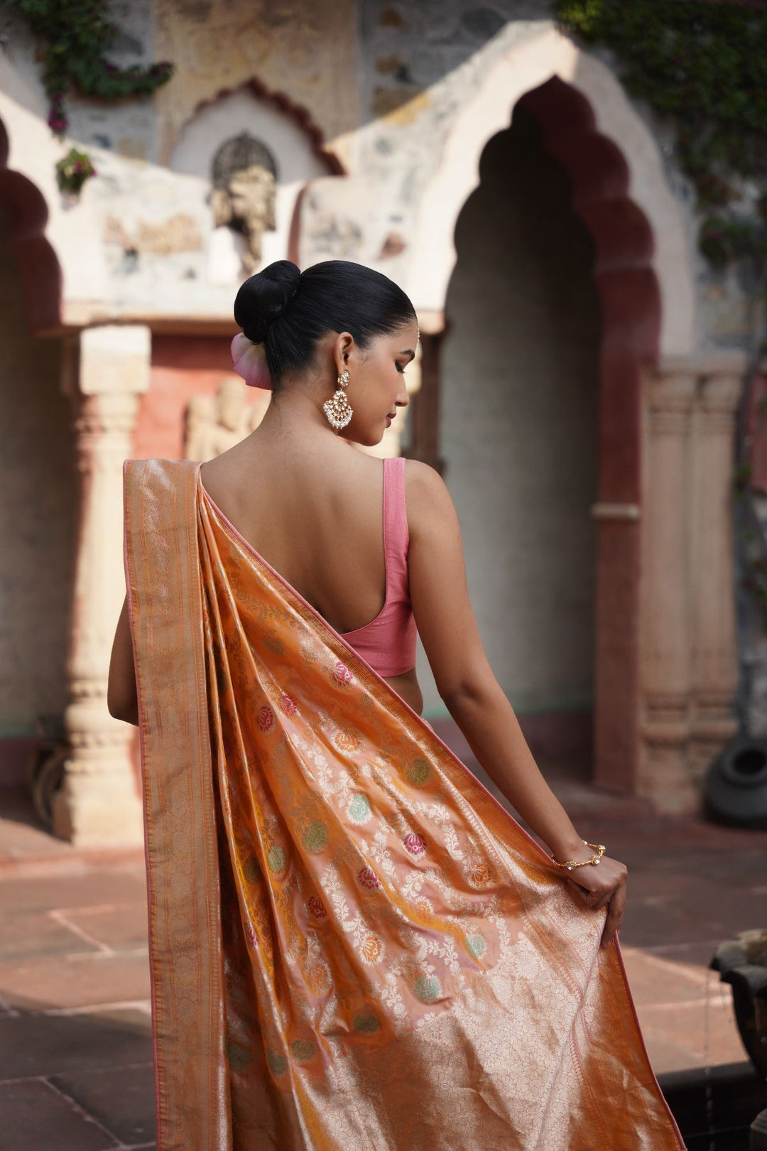 Pia Banarasi Saree - Peach