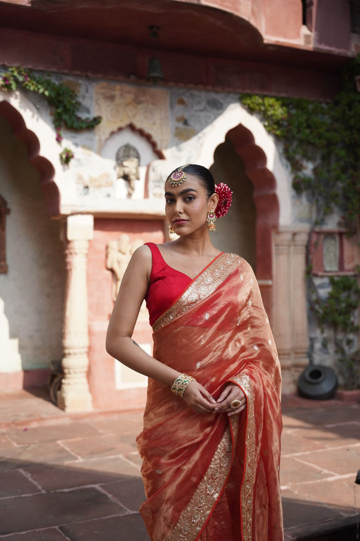 Ozara Banarasi Saree - Orange