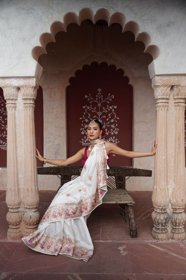 Eira Banarasi Saree - White