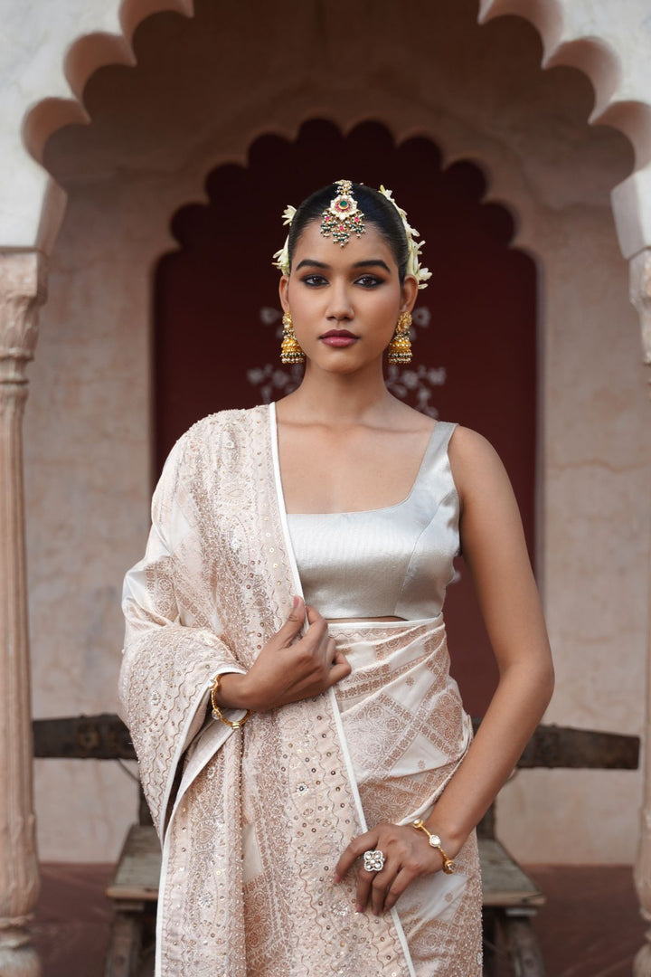 Zaria Banarasi Saree - Ivory