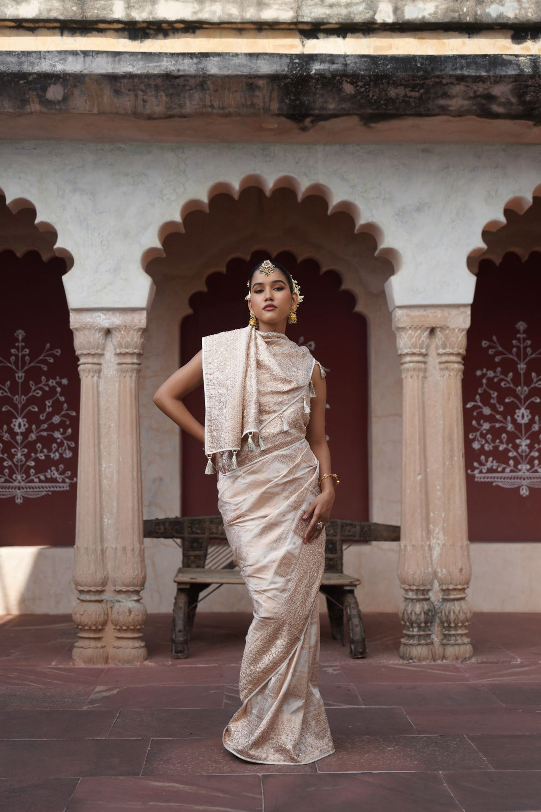 Zaria Banarasi Saree - Ivory