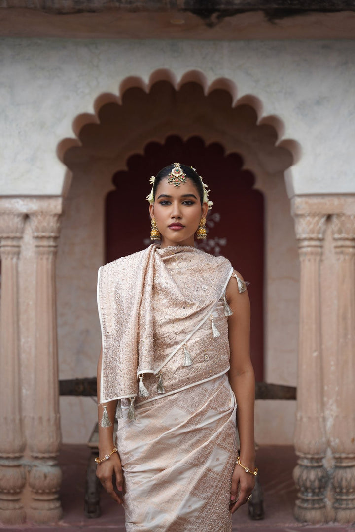 Zaria Banarasi Saree - Ivory