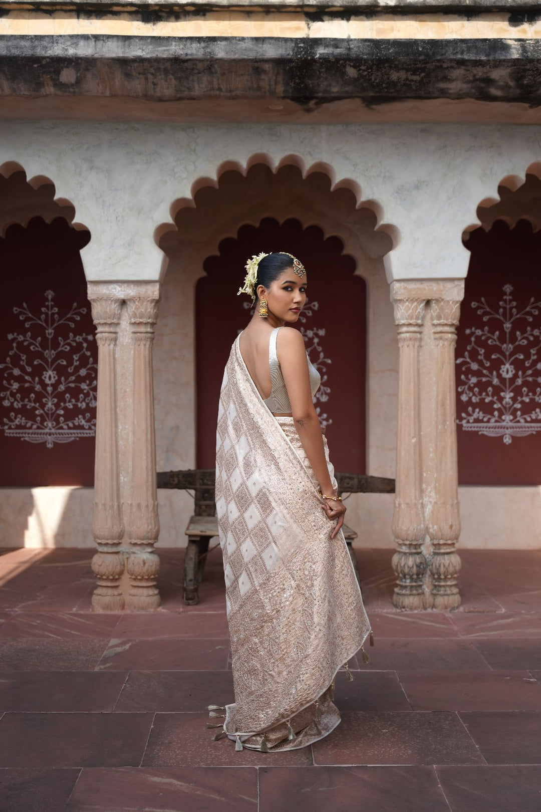 Zaria Banarasi Saree - Ivory