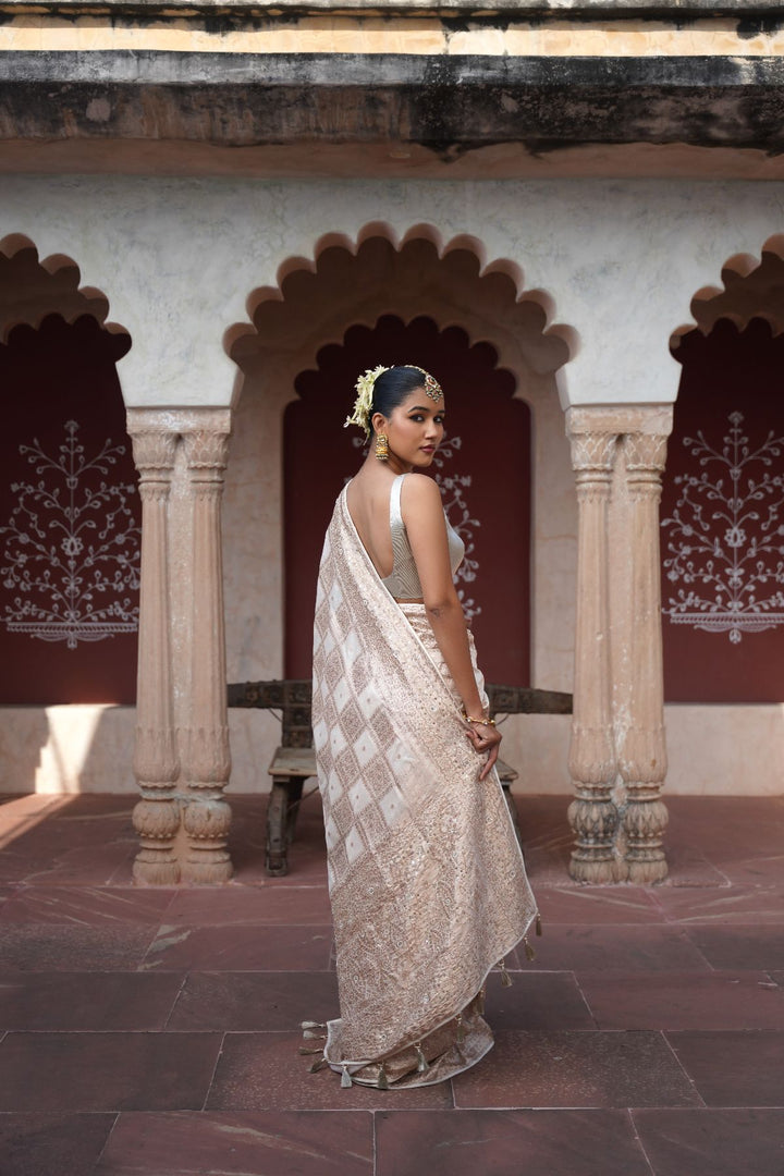 Zaria Banarasi Saree - Ivory
