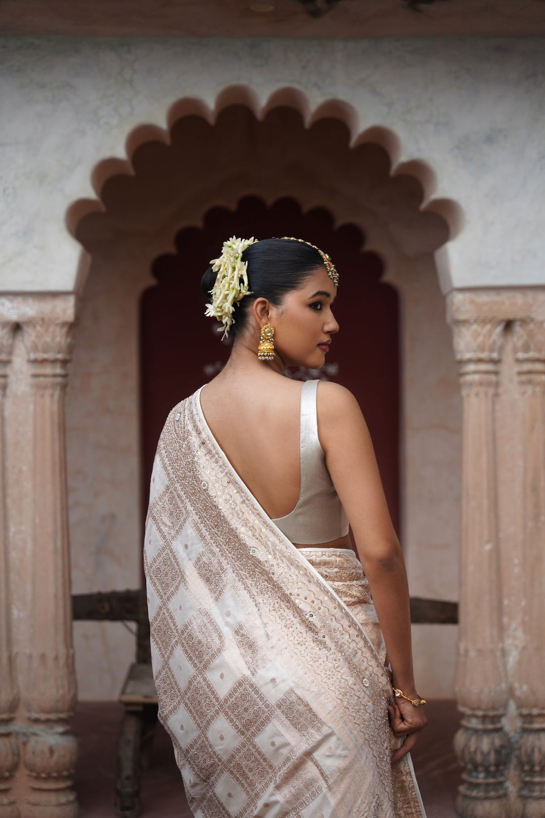 Zaria Banarasi Saree - Ivory