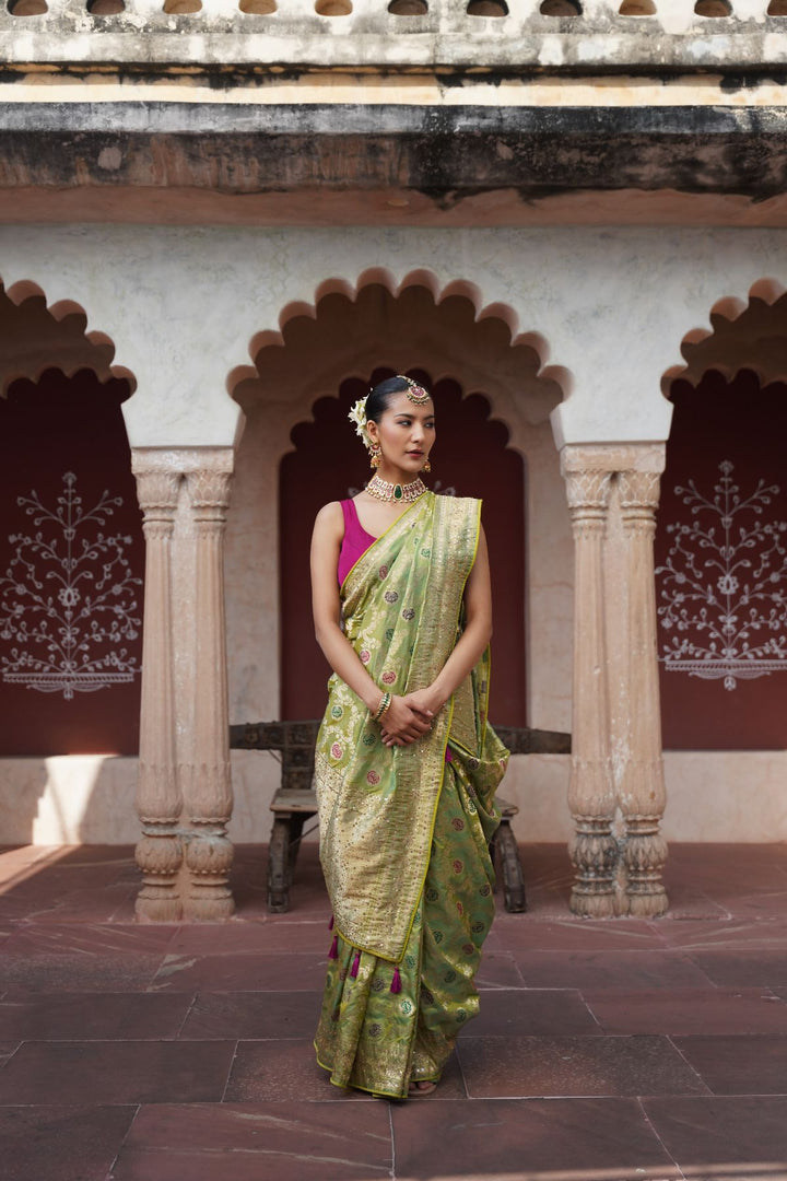 Ziah Banarasi Saree - Green