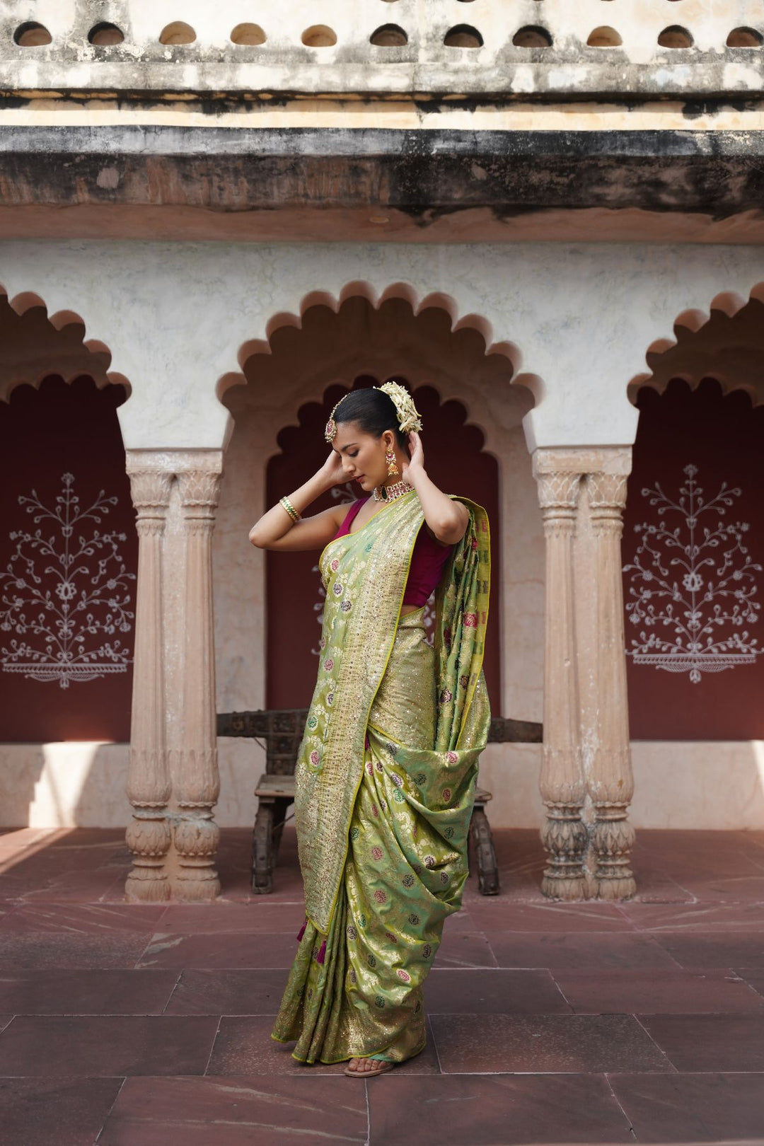 Ziah Banarasi Saree - Green