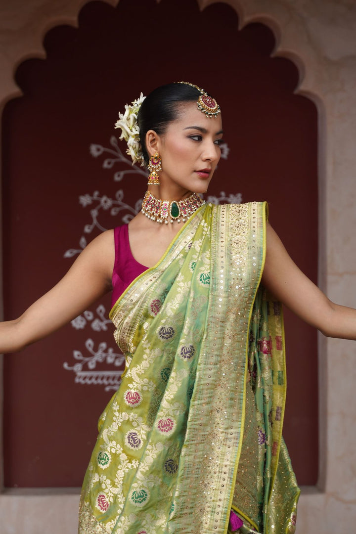 Ziah Banarasi Saree - Green