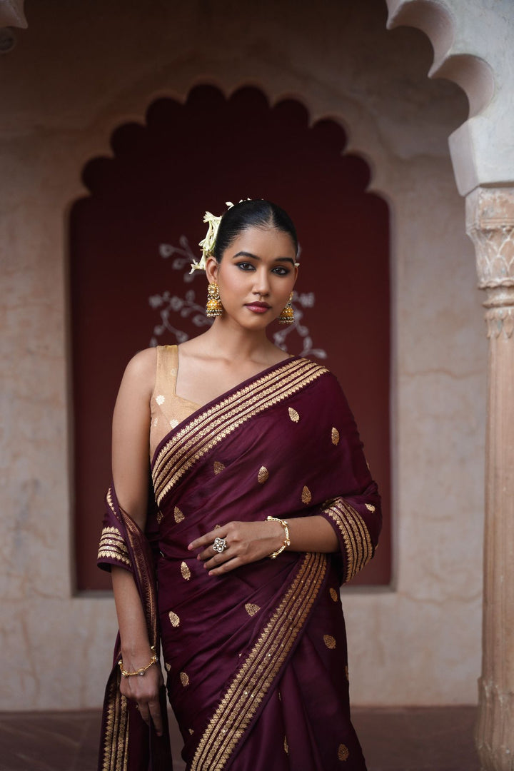 Liasa Banarasi Saree - Wine