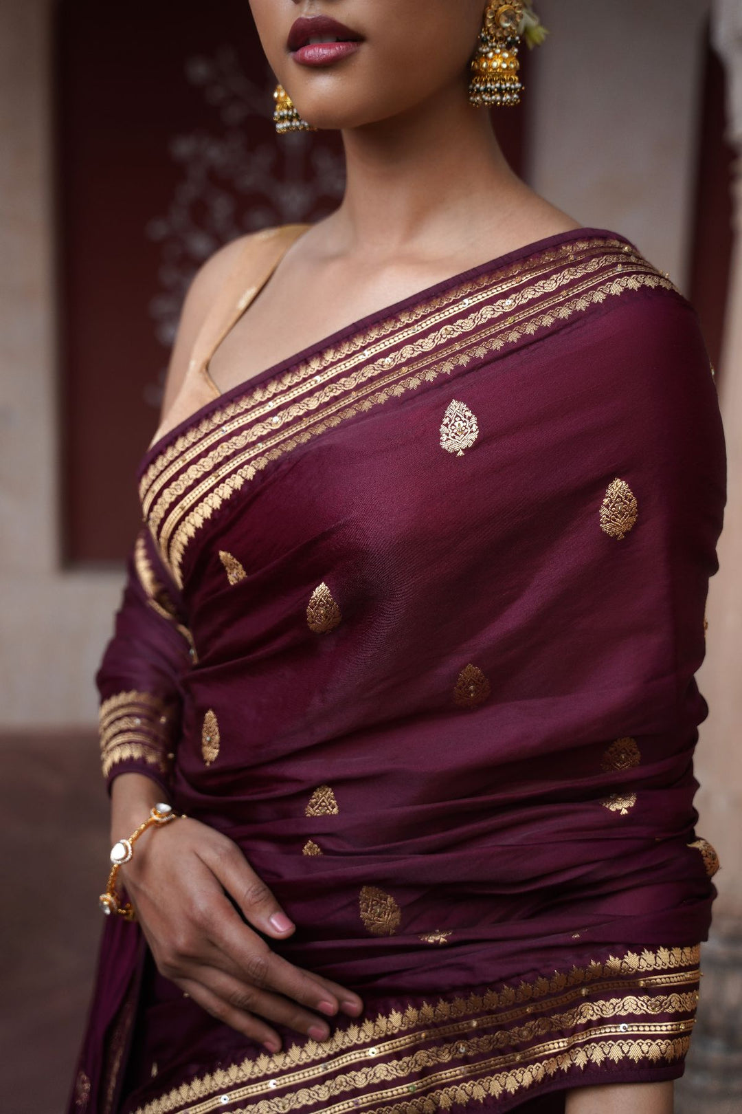 Liasa Banarasi Saree - Wine