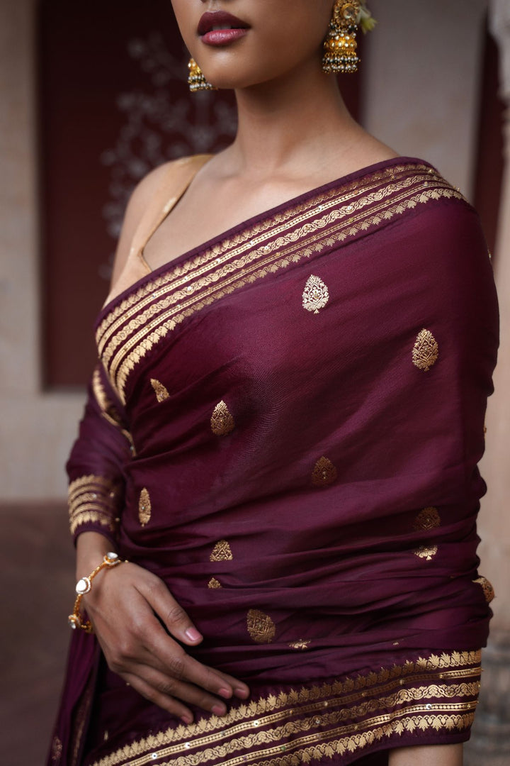 Liasa Banarasi Saree - Wine