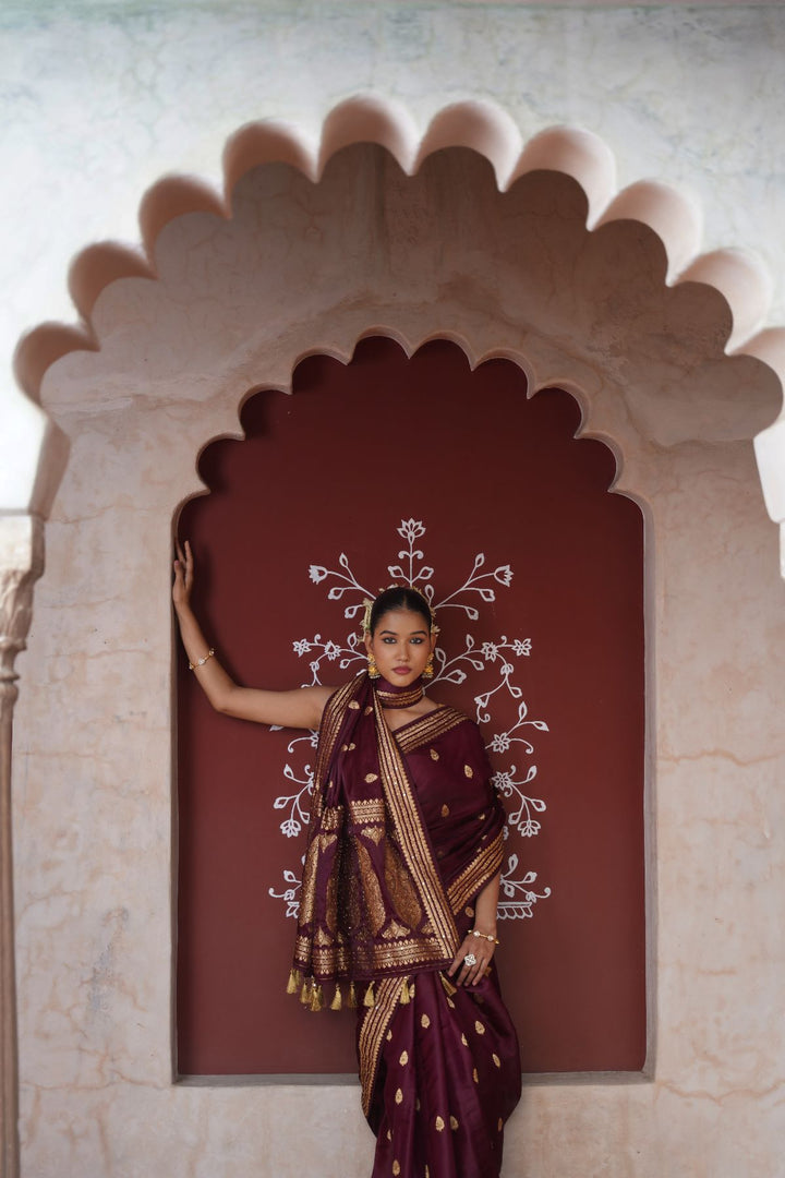 Liasa Banarasi Saree - Wine