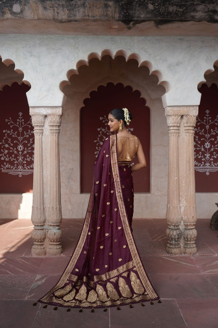 Liasa Banarasi Saree - Wine