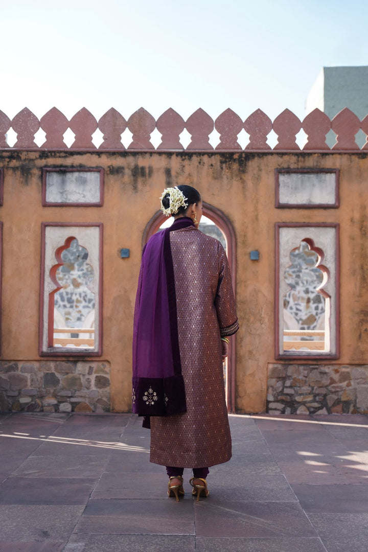 Nur  Brocade Suit Set - Purple
