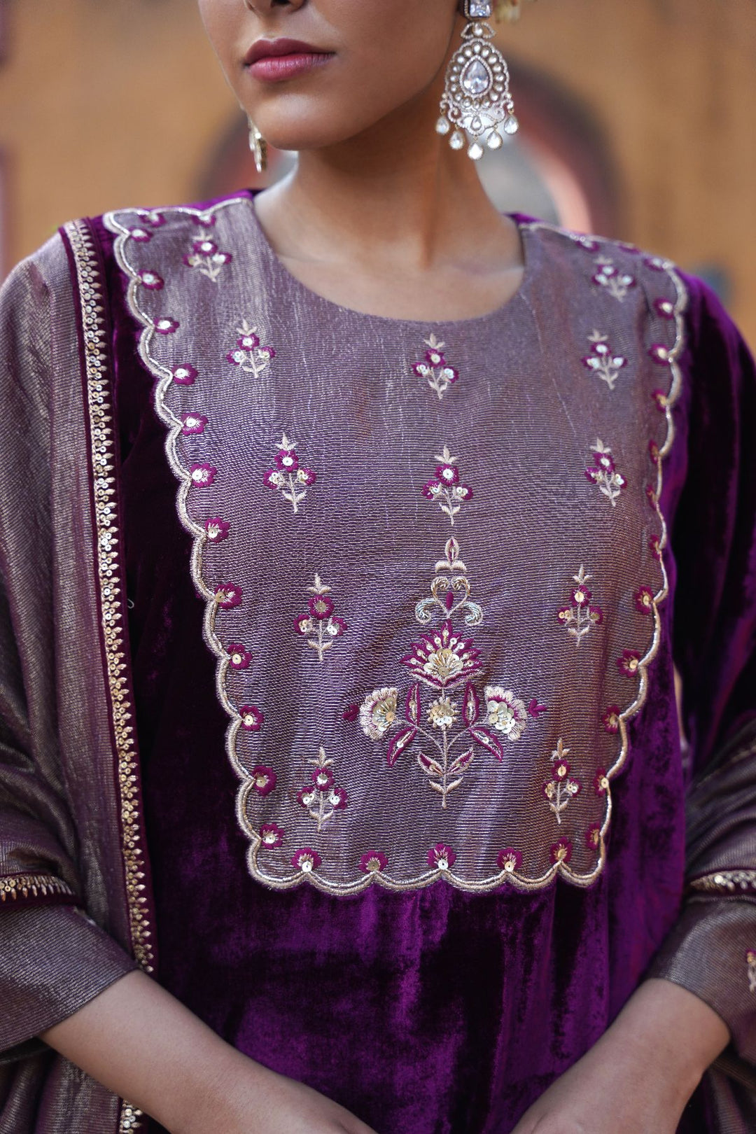Mahsa Velvet Suit Set - Plum