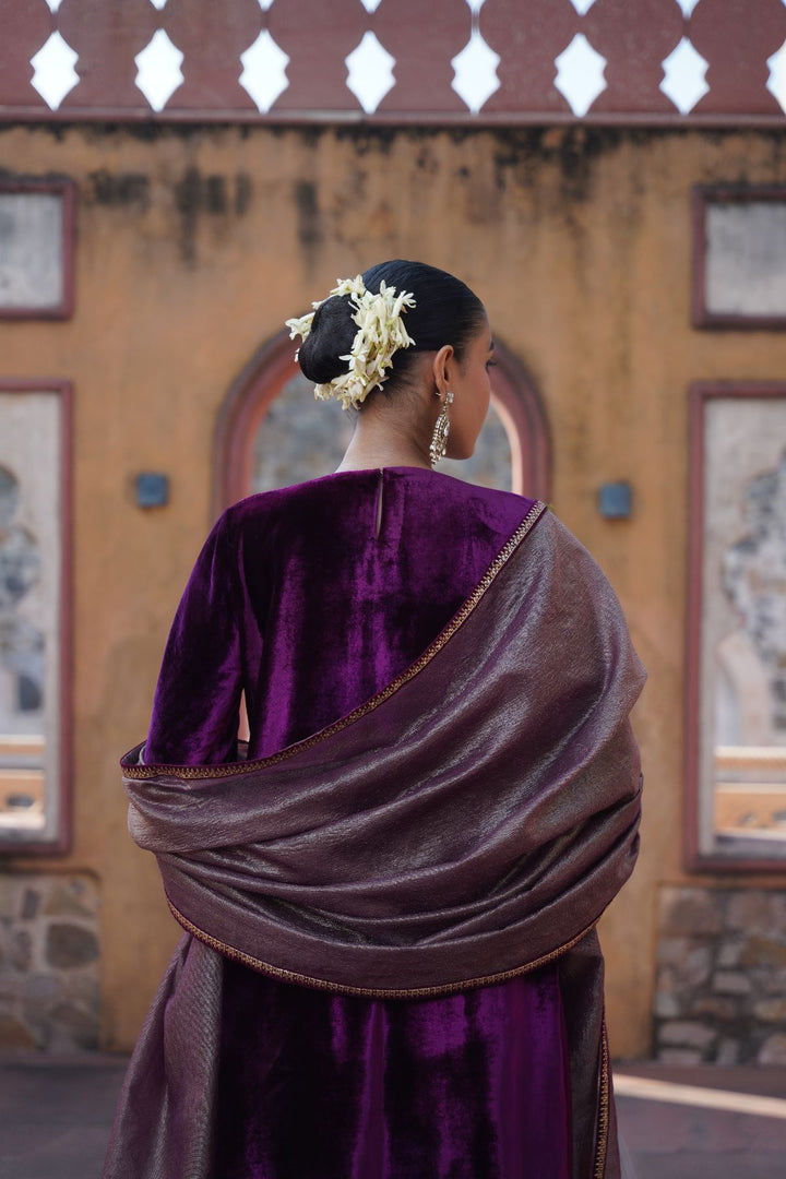 Mahsa Velvet Suit Set - Plum
