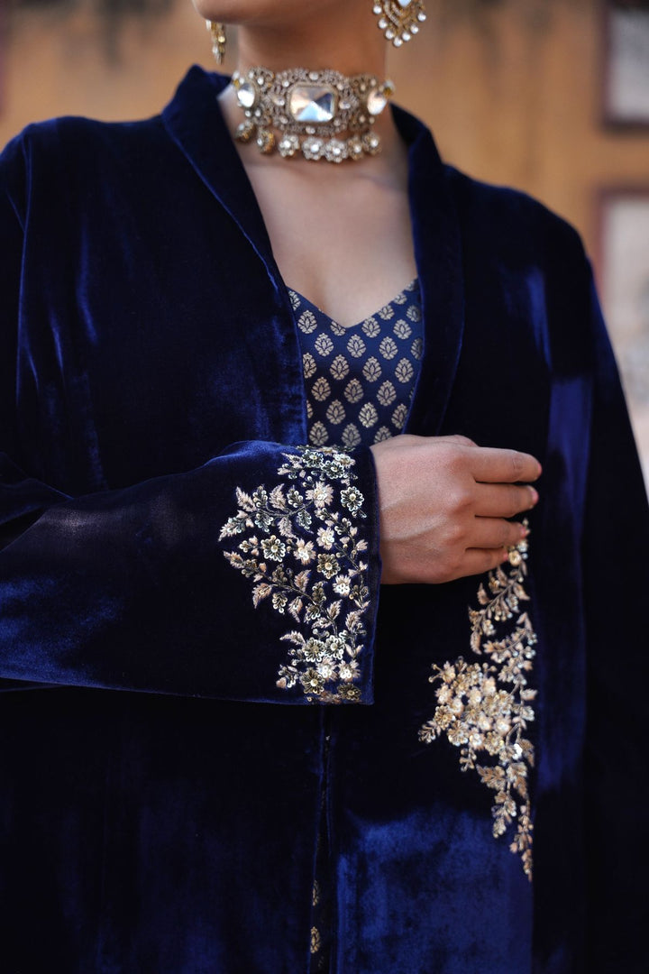Darya Velvet Suit Set - Blue