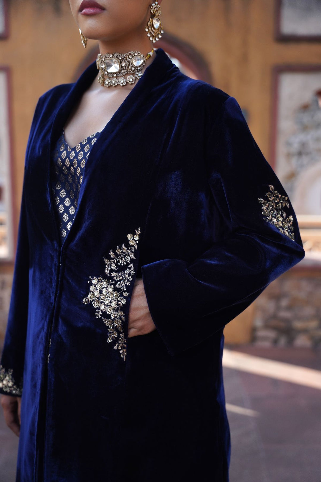 Darya Velvet Suit Set - Blue