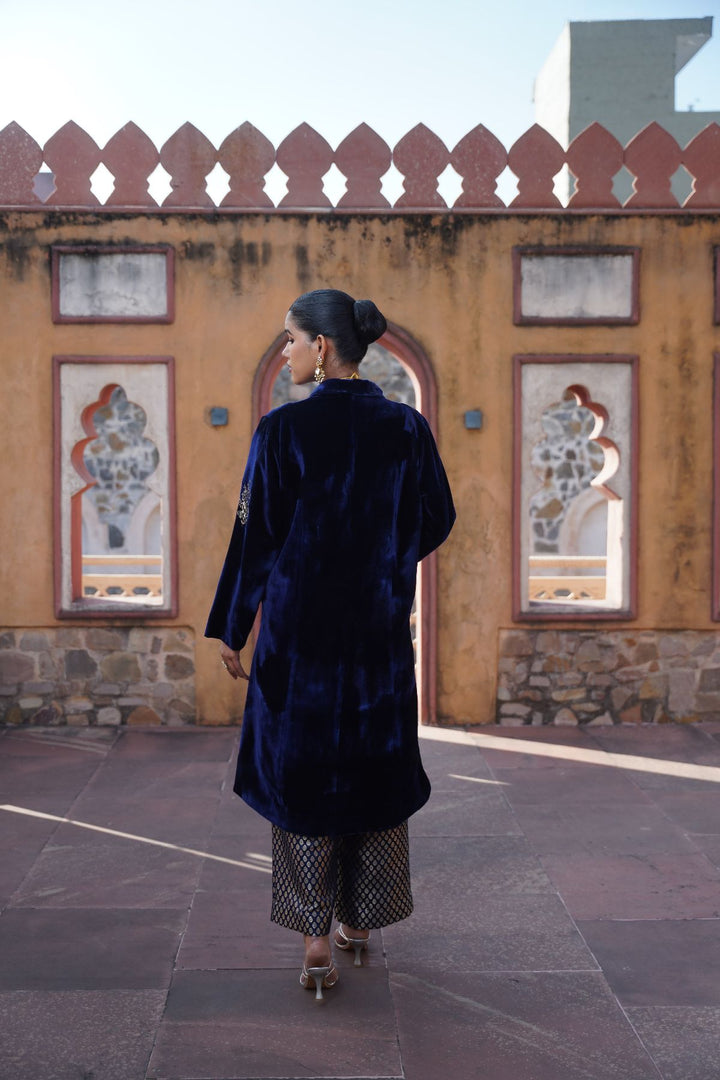 Darya Velvet Suit Set - Blue