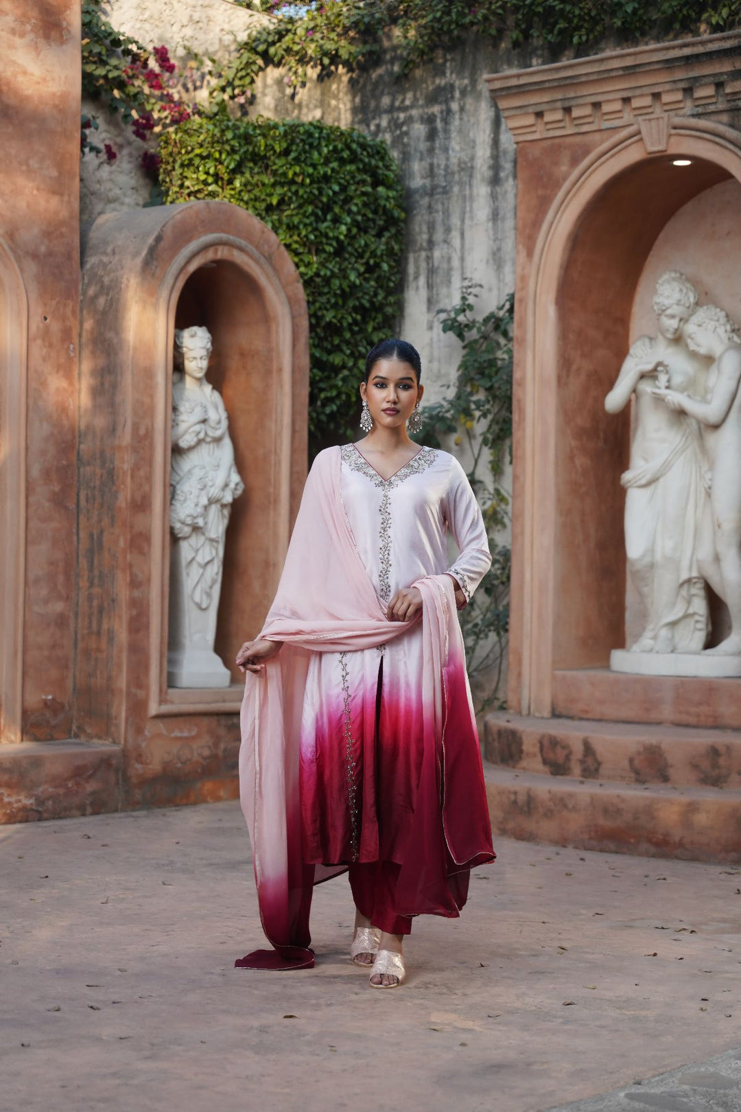 Mira Silk Suit Set- Blush Rose