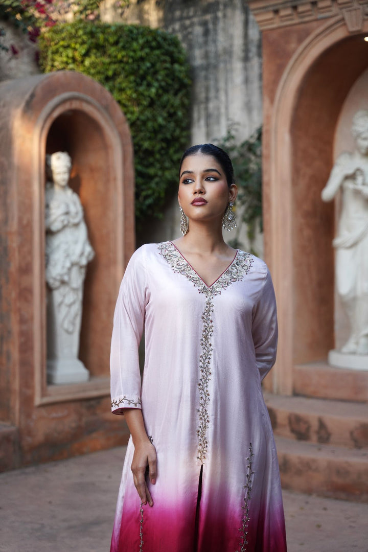 Mira Silk Suit Set- Blush Rose