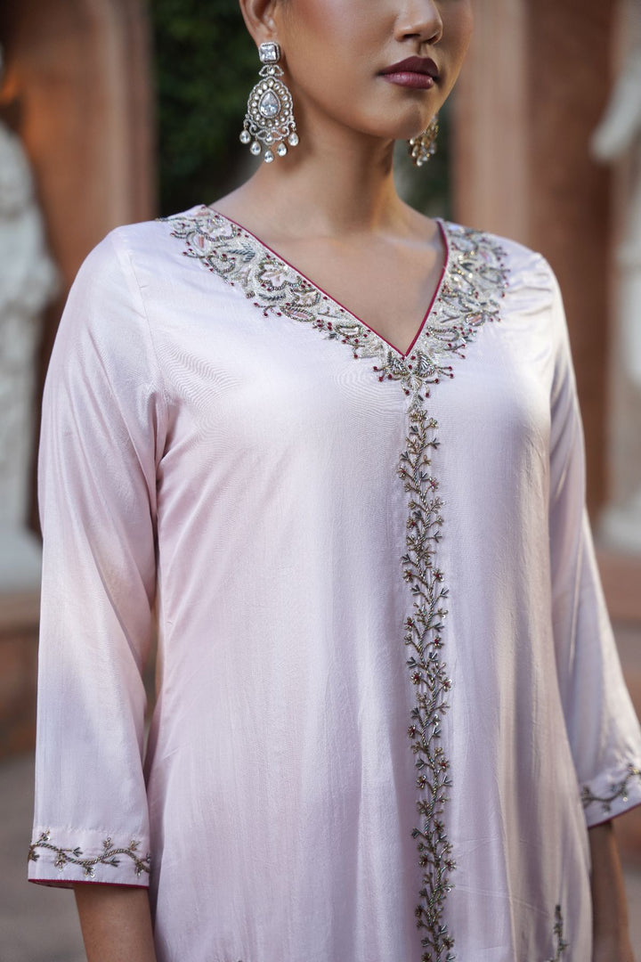Mira Silk Suit Set- Blush Rose
