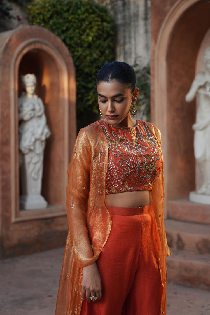 Amara Silk Cape Set- Orange